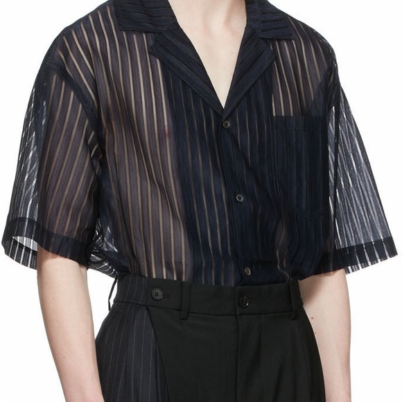 Feng Chen Wang Navy Semi Transparent Shirt